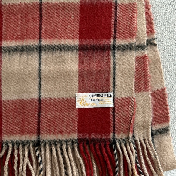 Plaid Red Cashmere Scarf - Picture 3 of 5